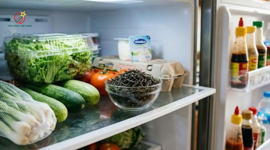 Bã trà giúp khử mùi trong tủ lạnh vô cùng hiệu quả
