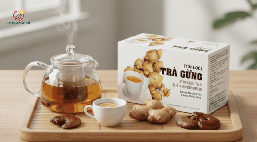 Trà gừng túi lọc giúp làm ấm cơ thể, dễ uống mỗi ngày.