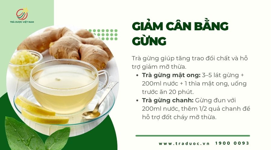 Trà gừng giúp giảm cân và cải thiện vóc dáng