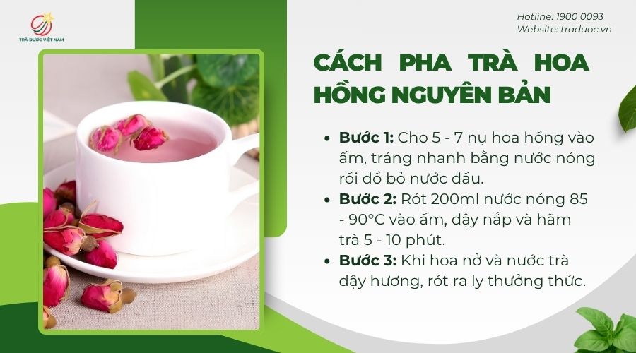 Quy trình pha trà hoa hồng giữ trọn hương vị tự nhiên