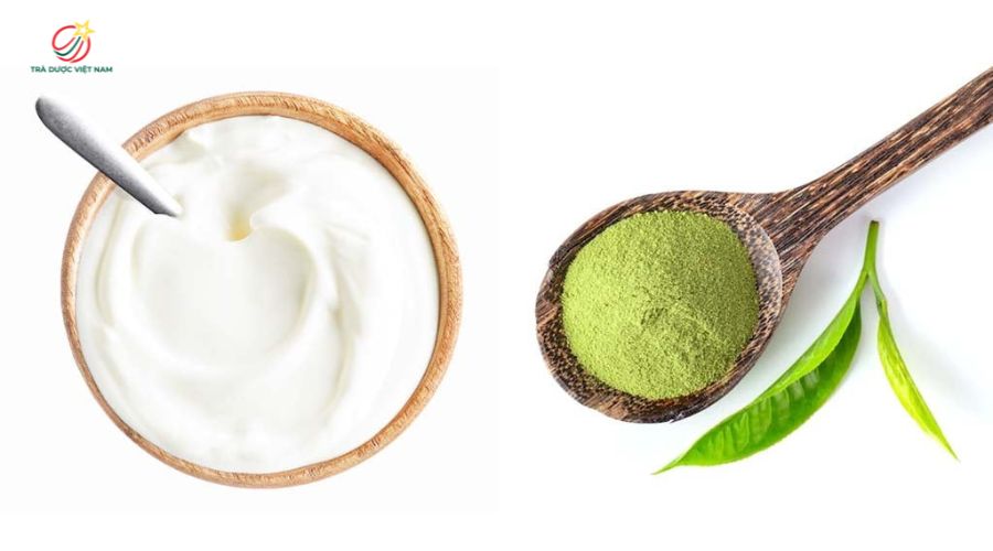 Hỗn hợp trà xanh và sữa chua giúp da thêm sáng mịn