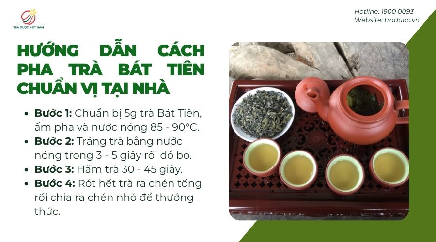 Các bước chi tiết để pha trà Bát Tiên chuẩn vị tại nhà