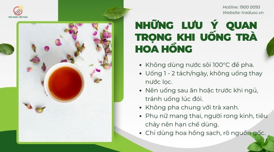 Một số lưu ý khi uống trà hoa hồng